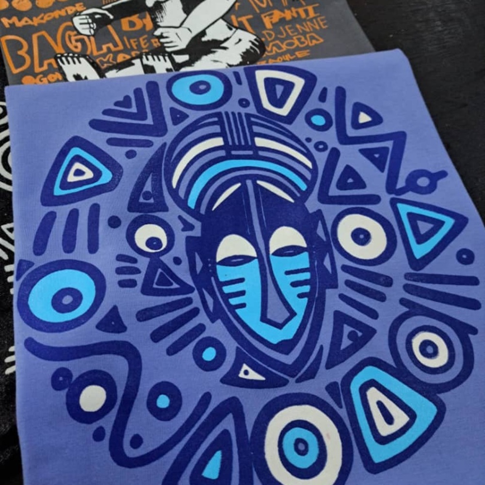Blue Tribal Art Graphic T-Shirt
